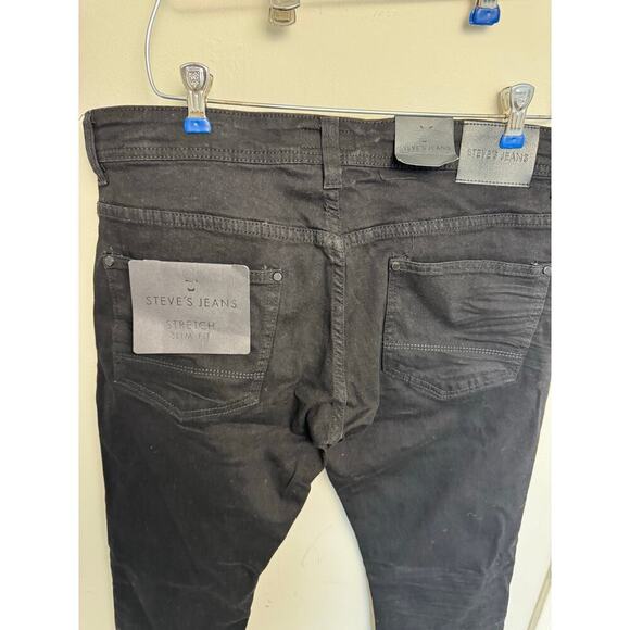 NWT STEVE’S JEANS ALEC Color SLIM FIT STRETCH SU9AABALEF1 32x32 Black - Picture 5 of 8
